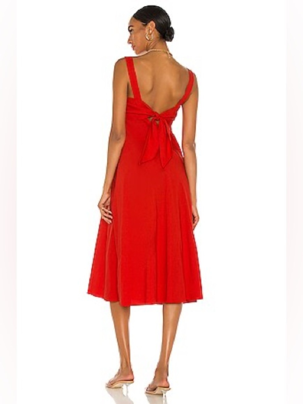 Revolve theory Tie Back Midi Dress Red size M chic wedding date night feminine